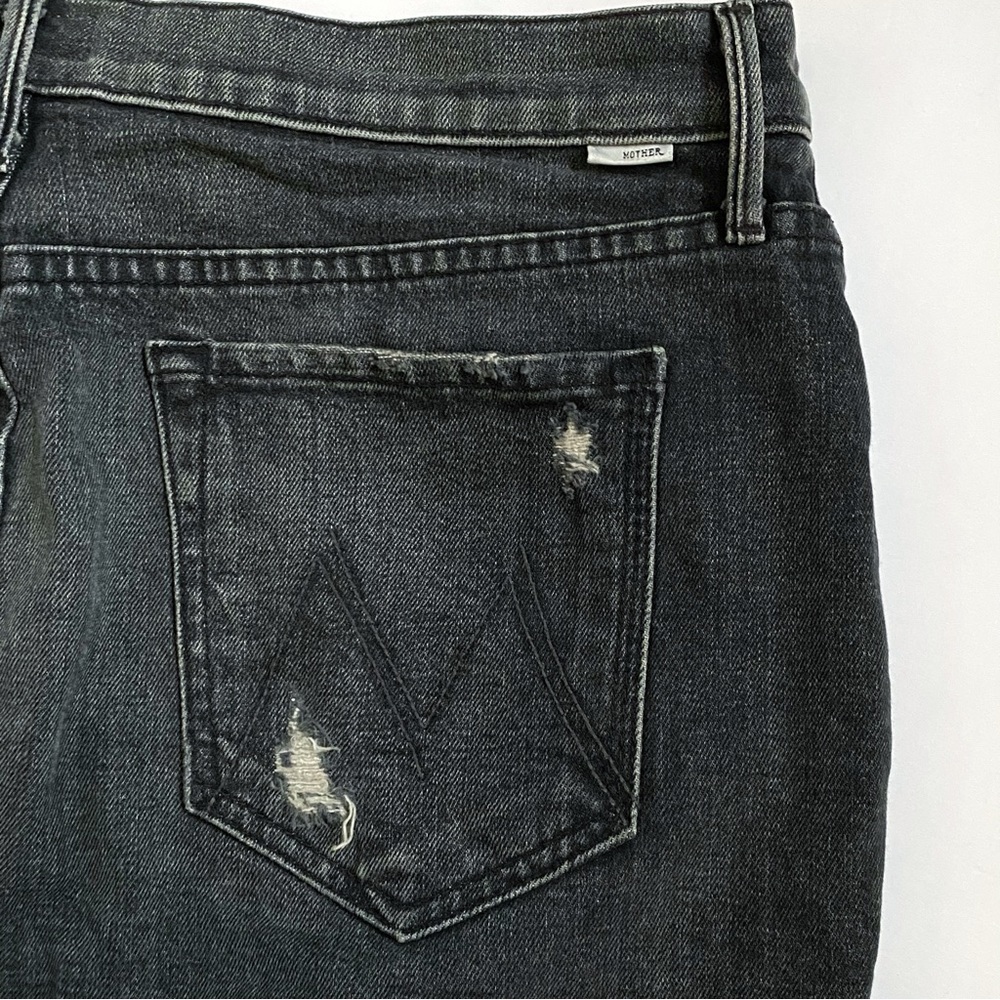 MOTHER The Vagabond Mini Fray Grey distressed Jean Skirt Troublemaker Next door - Picture 5 of 8